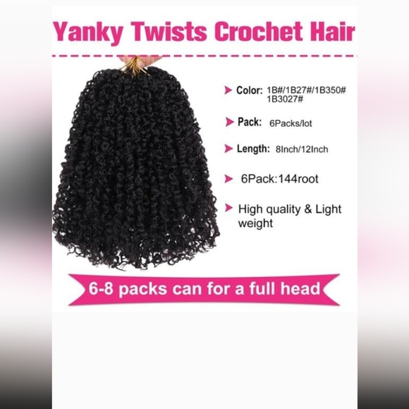 6 Packs Pre-looped Yanky Twist Crochet Hair 24 Strands/PCS Synthetic 12 - Picture 3 of 9